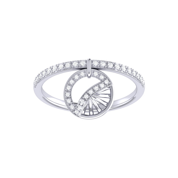 LuvMyJewelry Moon Phases Diamond Charm Ring in Sterling Silver