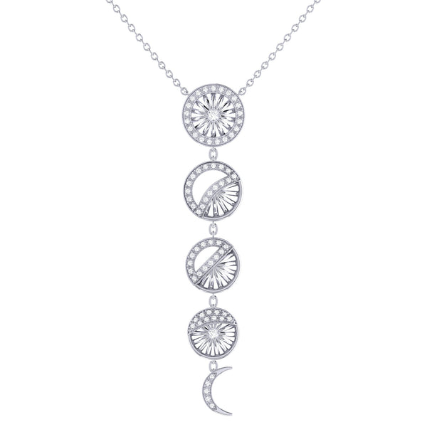 LuvMyJewelry Moon Phases Diamond Necklace in 14K White Gold