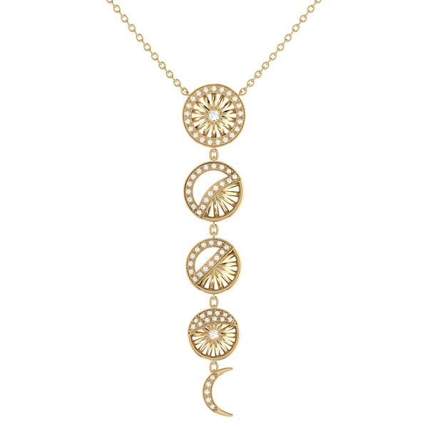 LuvMyJewelry Moon Phases Diamond Necklace in 14K Yellow Gold Vermeil on Sterling Silver