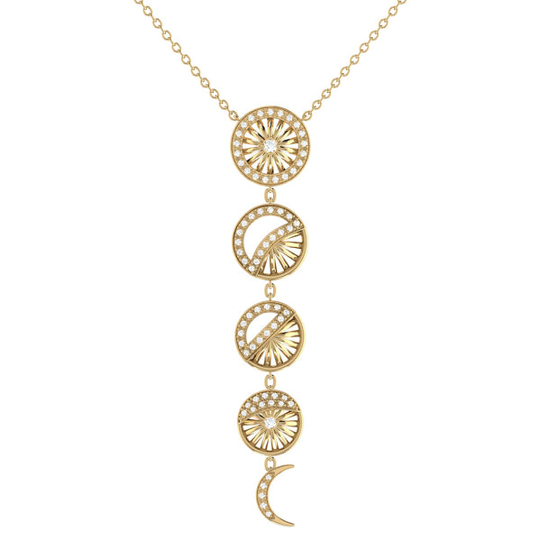 LuvMyJewelry Moon Phases Diamond Necklace in 14K Yellow Gold