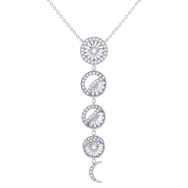 LuvMyJewelry Moon Phases Diamond Necklace in Sterling Silver