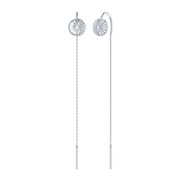LuvMyJewelry Moon Phases Tack-In Diamond Earrings in 14K White Gold