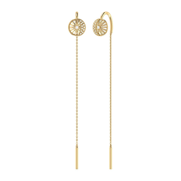 LuvMyJewelry Moon Phases Tack-In Diamond Earrings in 14K Yellow Gold