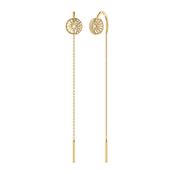 LuvMyJewelry Moon Phases Tack-In Diamond Earrings in 14K Yellow Gold Vermeil on Sterling Silver