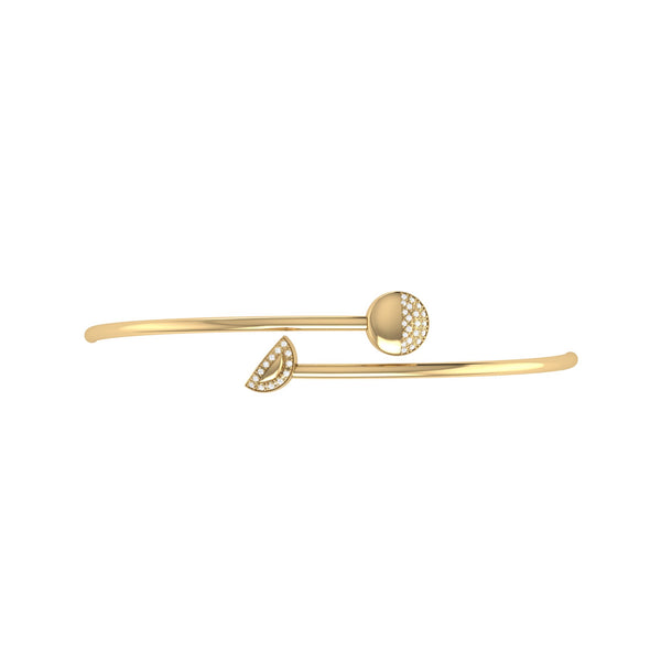 LuvMyJewelry Moon Stages Adjustable Diamond Bangle In 14K Yellow Gold