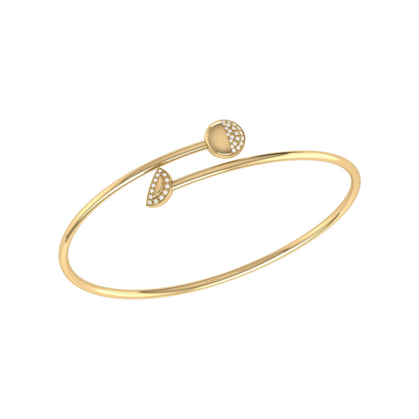 LuvMyJewelry Moon Stages Adjustable Diamond Bangle in 14K Yellow Gold