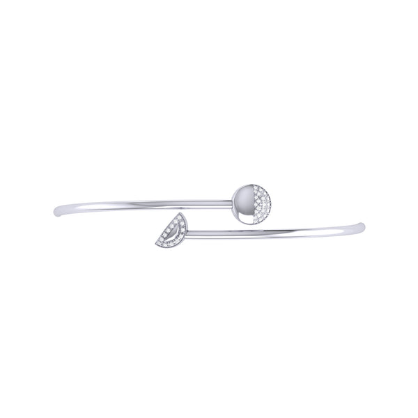 LuvMyJewelry Moon Stages Adjustable Diamond Bangle In Sterling Silver