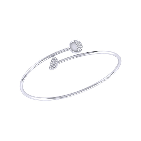 LuvMyJewelry Moon Stages Adjustable Diamond Bangle in Sterling Silver