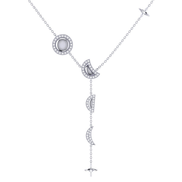 LuvMyJewelry Moon Stages Diamond Y Necklace in Sterling Silver