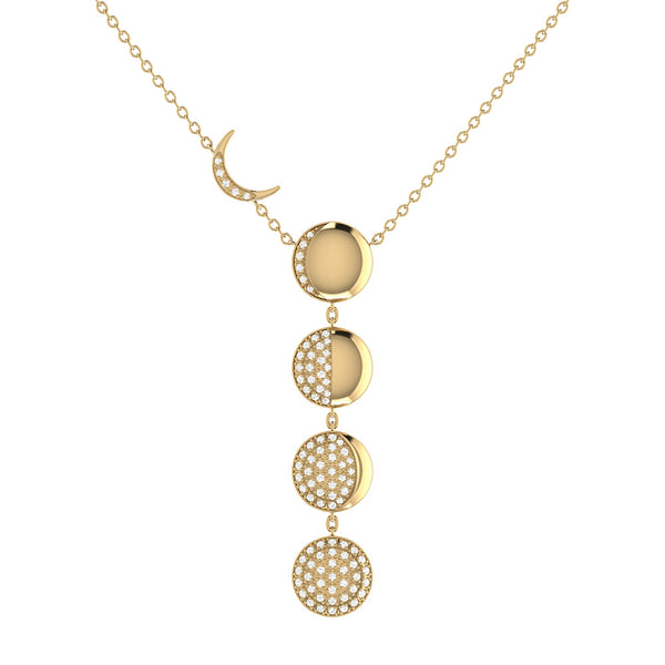 LuvMyJewelry Moon Transformation Diamond Necklace in 14K Yellow Gold