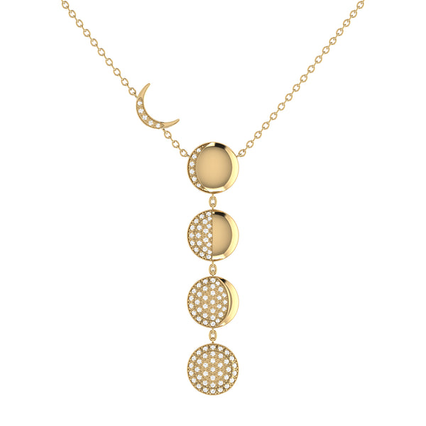 LuvMyJewelry Moon Transformation Diamond Necklace in 14K Yellow Gold Vermeil on Sterling Silver