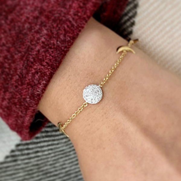 LuvMyJewelry Moonlit Diamond Bracelet In 14K Yellow Gold Vermeil On Sterling Silver