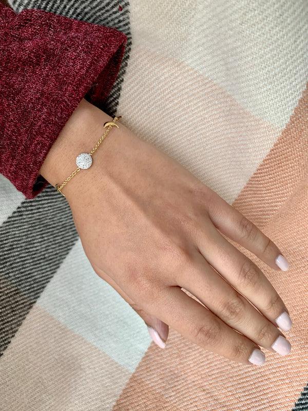 LuvMyJewelry Moonlit Diamond Bracelet In 14K Yellow Gold Vermeil On Sterling Silver