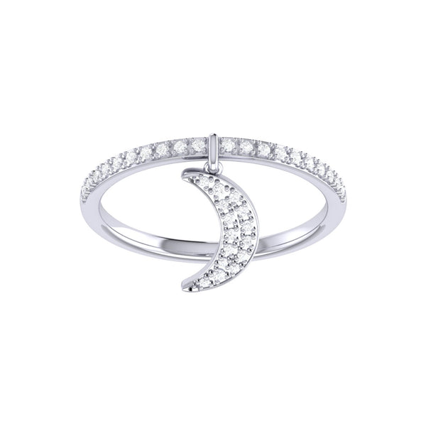 LuvMyJewelry Moonlit Diamond Charm Ring in Sterling Silver