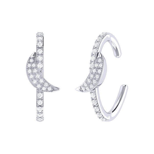 LuvMyJewelry Moonlit Diamond Ear Cuffs in Sterling Silver