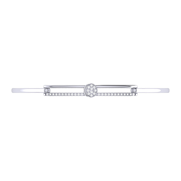 LuvMyJewelry Moonlit Phases Diamond Bangle In 14K White Gold
