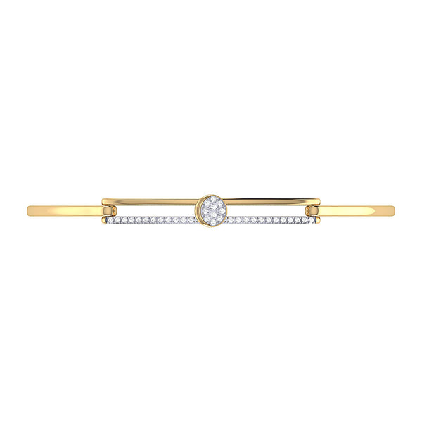 LuvMyJewelry Moonlit Phases Diamond Bangle In 14K Yellow Gold