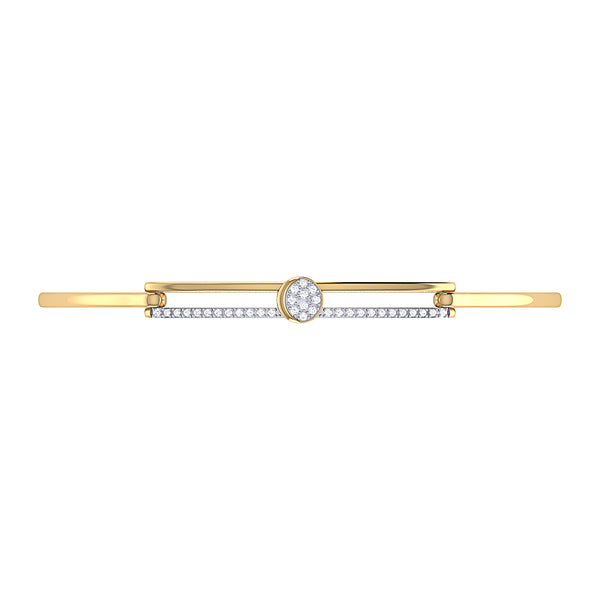 LuvMyJewelry Moonlit Phases Diamond Bangle In 14K Yellow Gold Vermeil On Sterling Silver
