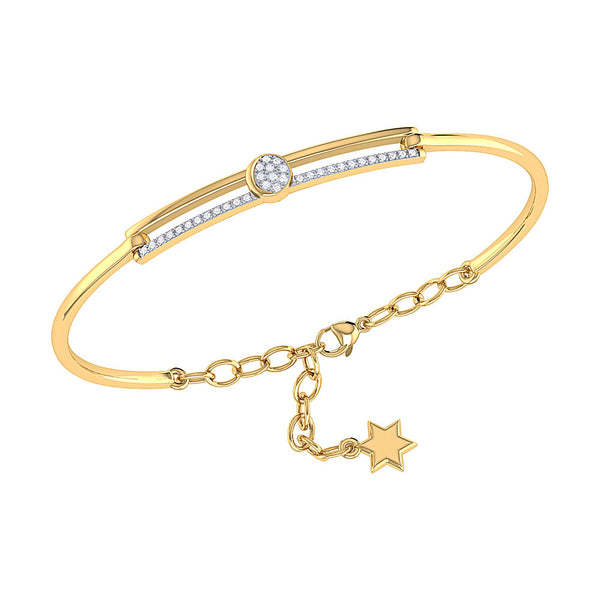 LuvMyJewelry Moonlit Phases Diamond Bangle in 14K Yellow Gold