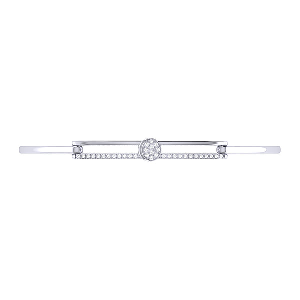 LuvMyJewelry Moonlit Phases Diamond Bangle In Sterling Silver