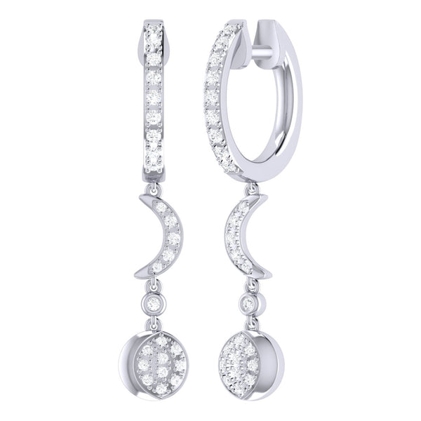 LuvMyJewelry Moonlit Phases Diamond Hoop Earrings in 14K White Gold