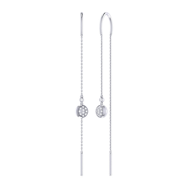 LuvMyJewelry Moonlit Phases Tack-In Diamond Earrings in 14K White Gold