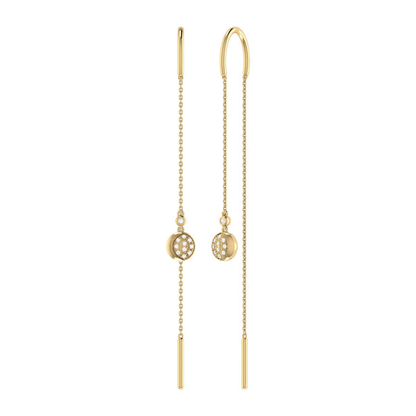 LuvMyJewelry Moonlit Phases Tack-In Diamond Earrings in 14K Yellow Gold