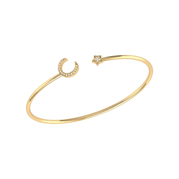 LuvMyJewelry Moonlit Star Adjustable Diamond Cuff in 14K Yellow Gold Vermeil on Sterling Silver