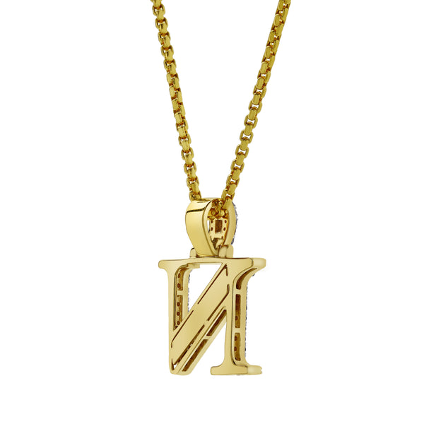 LuvMyJewelry N Initial Diamond Pendant 10K Yellow Gold - 0.8 Carats