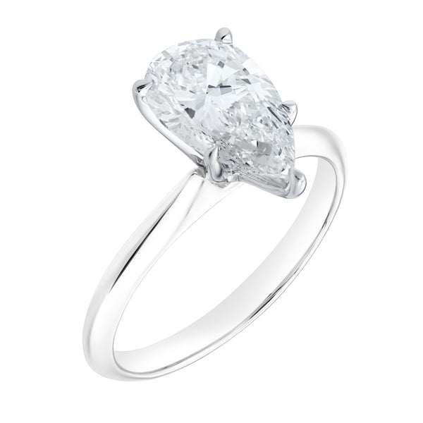 LuvMyJewelry Nadine 14K White Gold Pear Lab Grown Diamond Solitaire Engagement Ring - 2 Ct