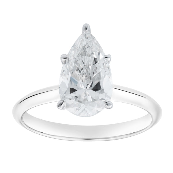 LuvMyJewelry Nadine 14K White Gold Pear Lab Grown Diamond Solitaire Engagement Ring - 2 Ct