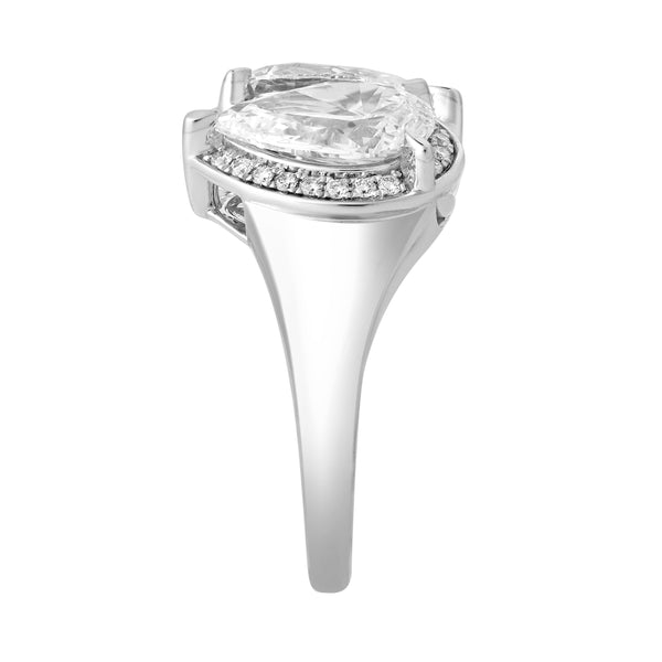 LuvMyJewelry Naomi 14K White Gold Pear Toi Et Moi Lab Grown Diamond Halo Ring – 3.40 Cts