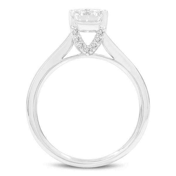 LuvMyJewelry Narine 14K White Gold Emerald Cut Lab Grown Diamond Hidden Halo Engagement Ring - 2.15 Ct