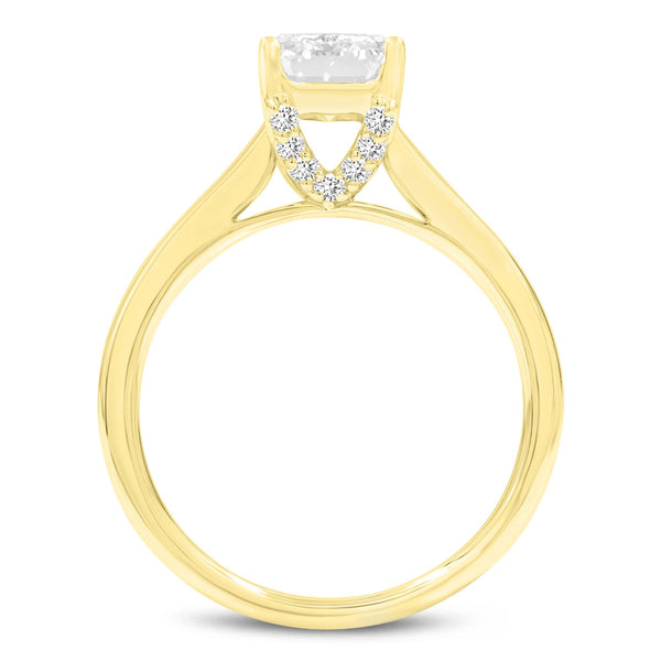 LuvMyJewelry Narine 14K Yellow Gold Emerald Cut Lab Grown Diamond Hidden Halo Engagement Ring - 2.15 Ct