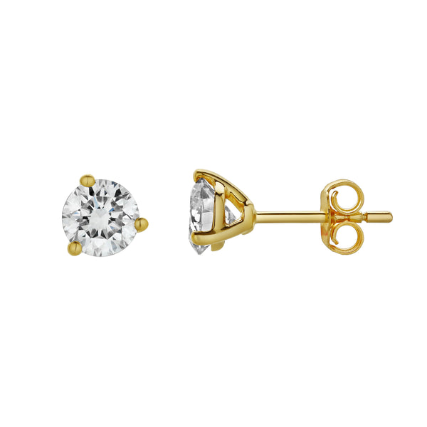 LuvMyJewelry Nasak 14K Yellow Gold Lab Grown Round Solitaire Martini Diamond Earrings - 1.5 Cts