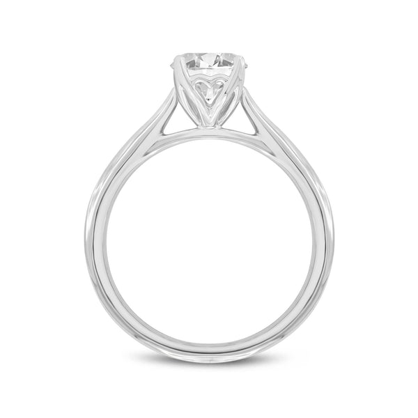LuvMyJewelry Neli 14K White Gold Round Shape Lab Grown Diamond Solitaire Ring - 1 Ct