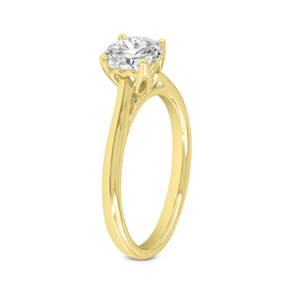 LuvMyJewelry Neli 14K Yellow Gold Round Shape Lab Grown Diamond Solitaire Ring - 1 Ct