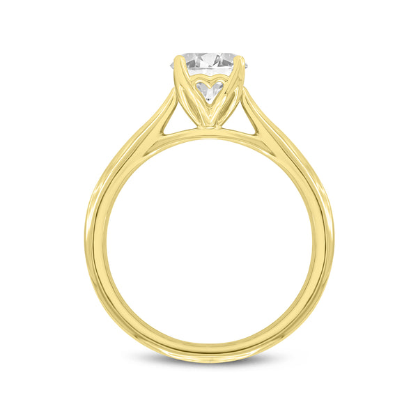 LuvMyJewelry Neli 14K Yellow Gold Round Shape Lab Grown Diamond Solitaire Ring - 1 Ct