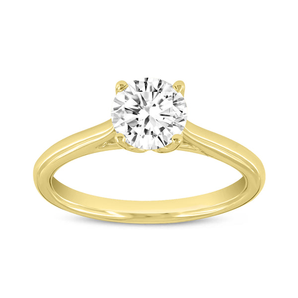 LuvMyJewelry Neli 14K Yellow Gold Round Shape Lab Grown Diamond Solitaire Ring - 1 Ct