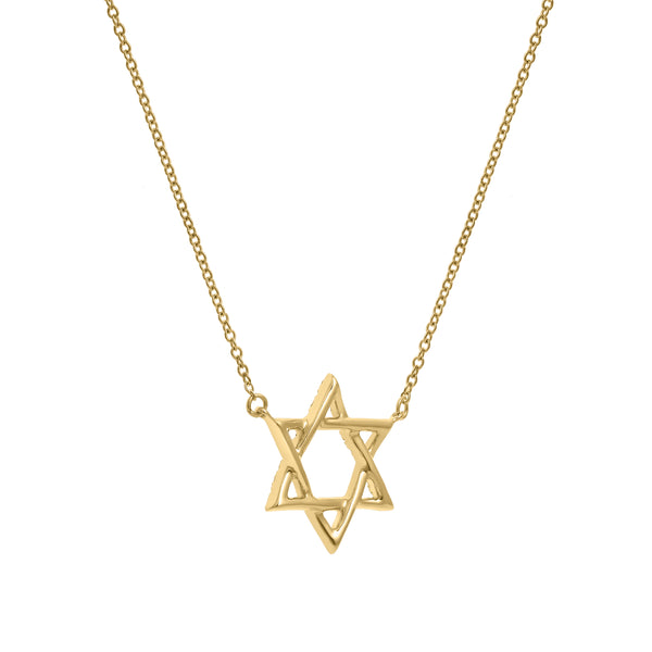 LuvMyJewelry Neriah 14K Yellow Gold Star Of David Diamond Pendant – 0.08 CTW