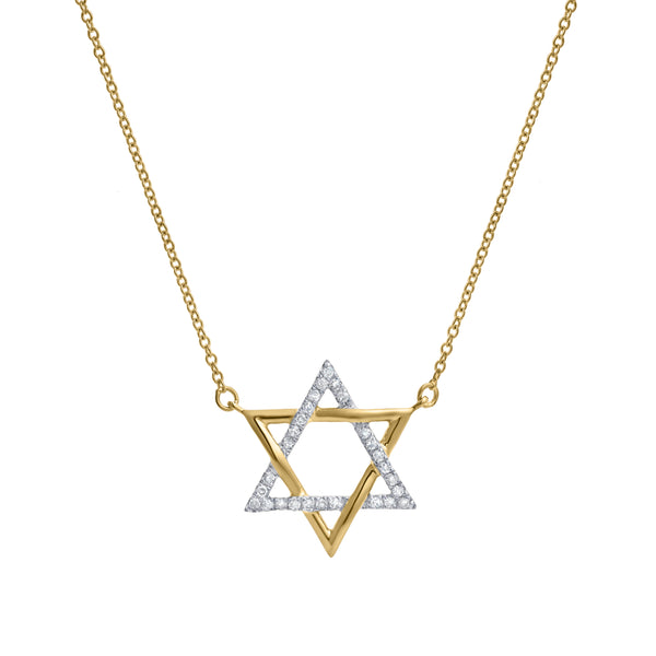 LuvMyJewelry Neriah 14K Yellow Gold Star of David Diamond Pendant – 0.08 CTW