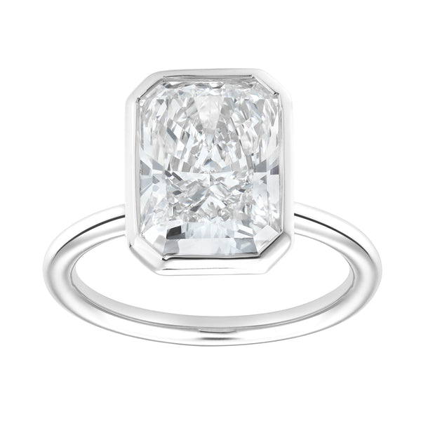 LuvMyJewelry Nerina 14K White Gold Radiant Bezel Lab Grown Diamond Solitaire Engagement Ring – 5 cts