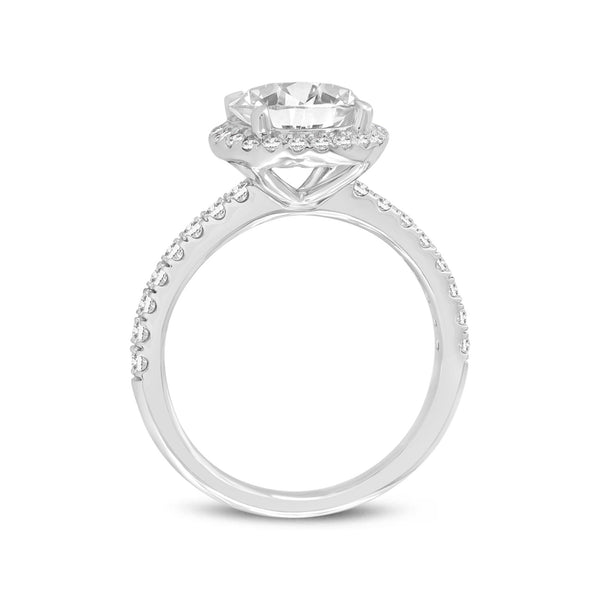 LuvMyJewelry Niri 14K White Gold Round Lab Grown Halo Cathedral Diamond Ring - 2.45 Ct
