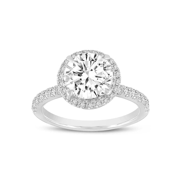 LuvMyJewelry Niri 14K White Gold Round Lab Grown Halo Cathedral Diamond Ring - 2.45 Ct