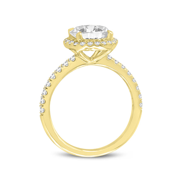 LuvMyJewelry Niri 14K Yellow Gold Round Lab Grown Halo Cathedral Diamond Ring - 2.45 Ct
