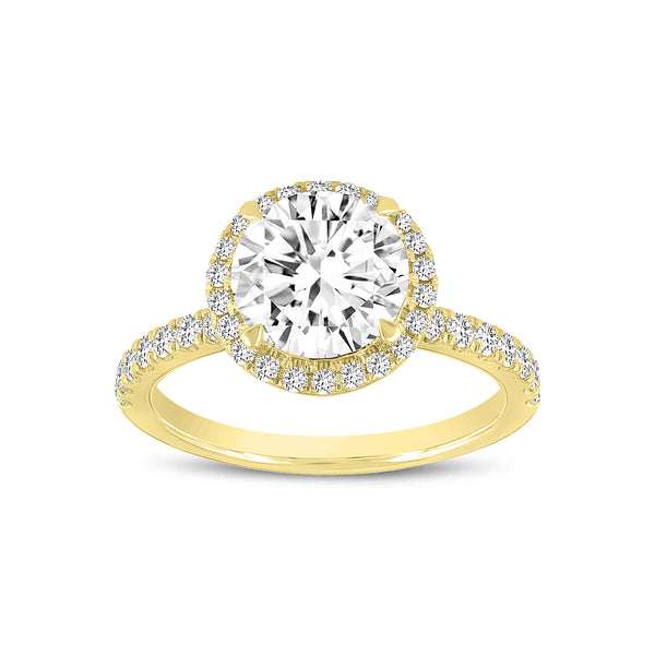LuvMyJewelry Niri 14K Yellow Gold Round Lab Grown Halo Cathedral Diamond Ring - 2.45 Ct