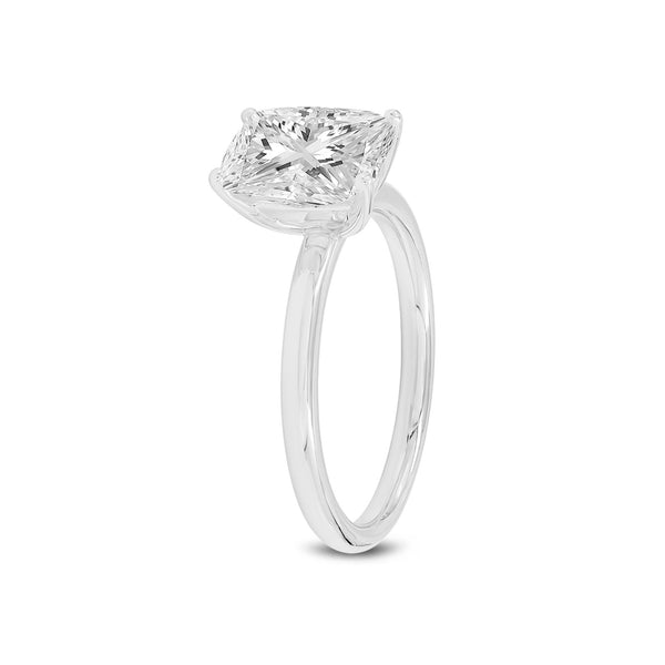 LuvMyJewelry Nisrine 14K White Gold Cushion Cut Lab Grown Diamond Solitaire Engagement Ring - 2.25 Ct