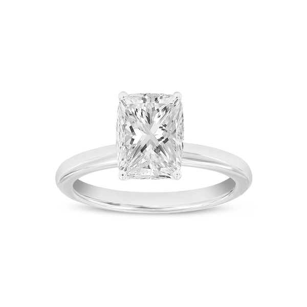 LuvMyJewelry Nisrine 14K White Gold Cushion Cut Lab Grown Diamond Solitaire Engagement Ring - 2.25 Ct