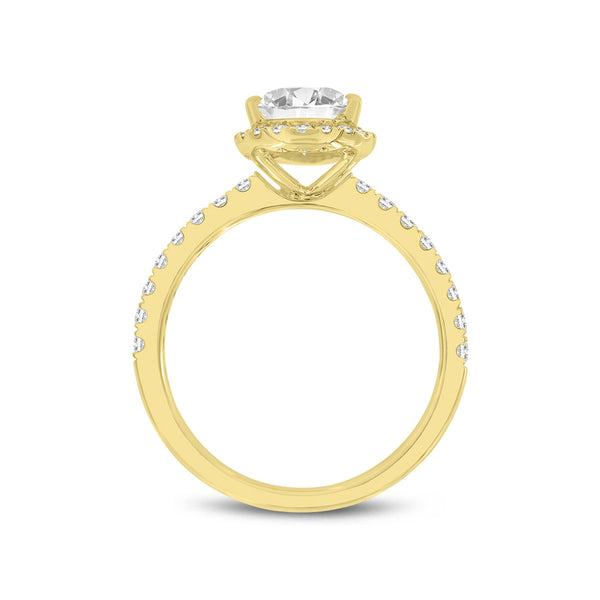 LuvMyJewelry Noor 14K Yellow Gold Pear Lab Grown Diamond Halo Engagement Ring - 2.0 Ct
