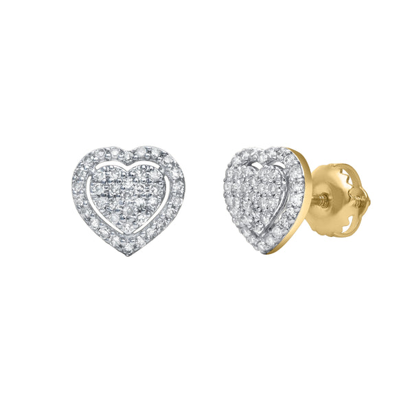 LuvMyJewelry Nora Heart Diamond Earrings In 14K Yellow Gold